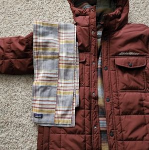 Patagonia Scarf and Eddie Bauer Boundary Pass Snap Jac Maroon
